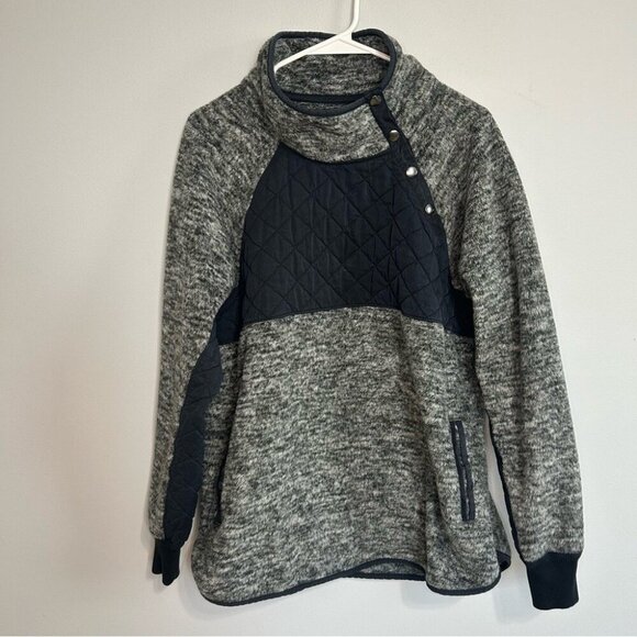 Abercrombie & Fitch Gray Fleece Pullover Snap Up Cozy Sweatshirt Women’s SIze XL - Picture 3 of 8